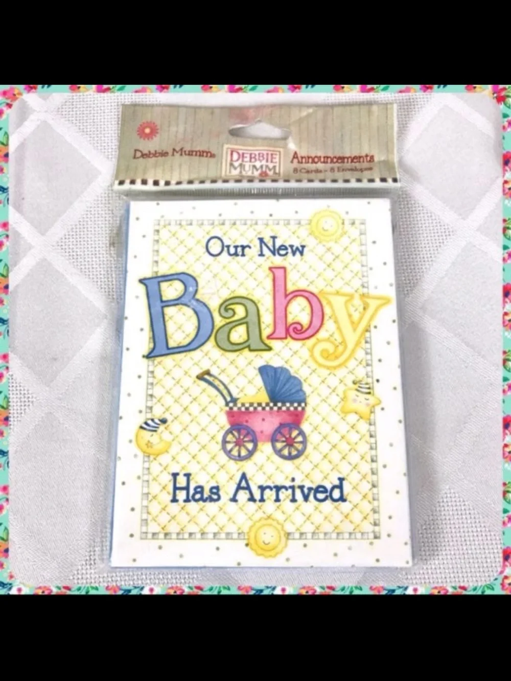 24 NEW Vintage DEBBIE MUMM Baby Birth Announcements Greeting Cards w Envelopes